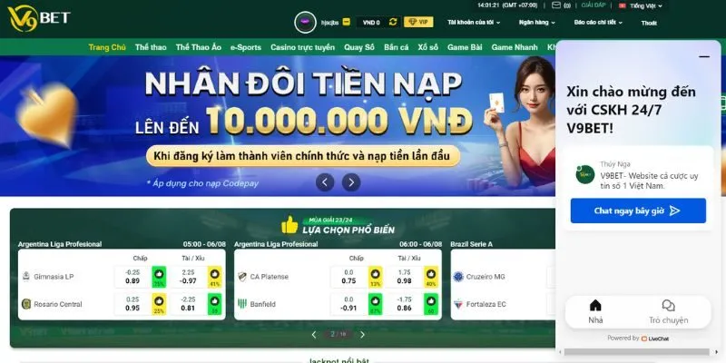 Kênh chat trực tuyến hỗ trợ giải đáp 24/24 của V9bet